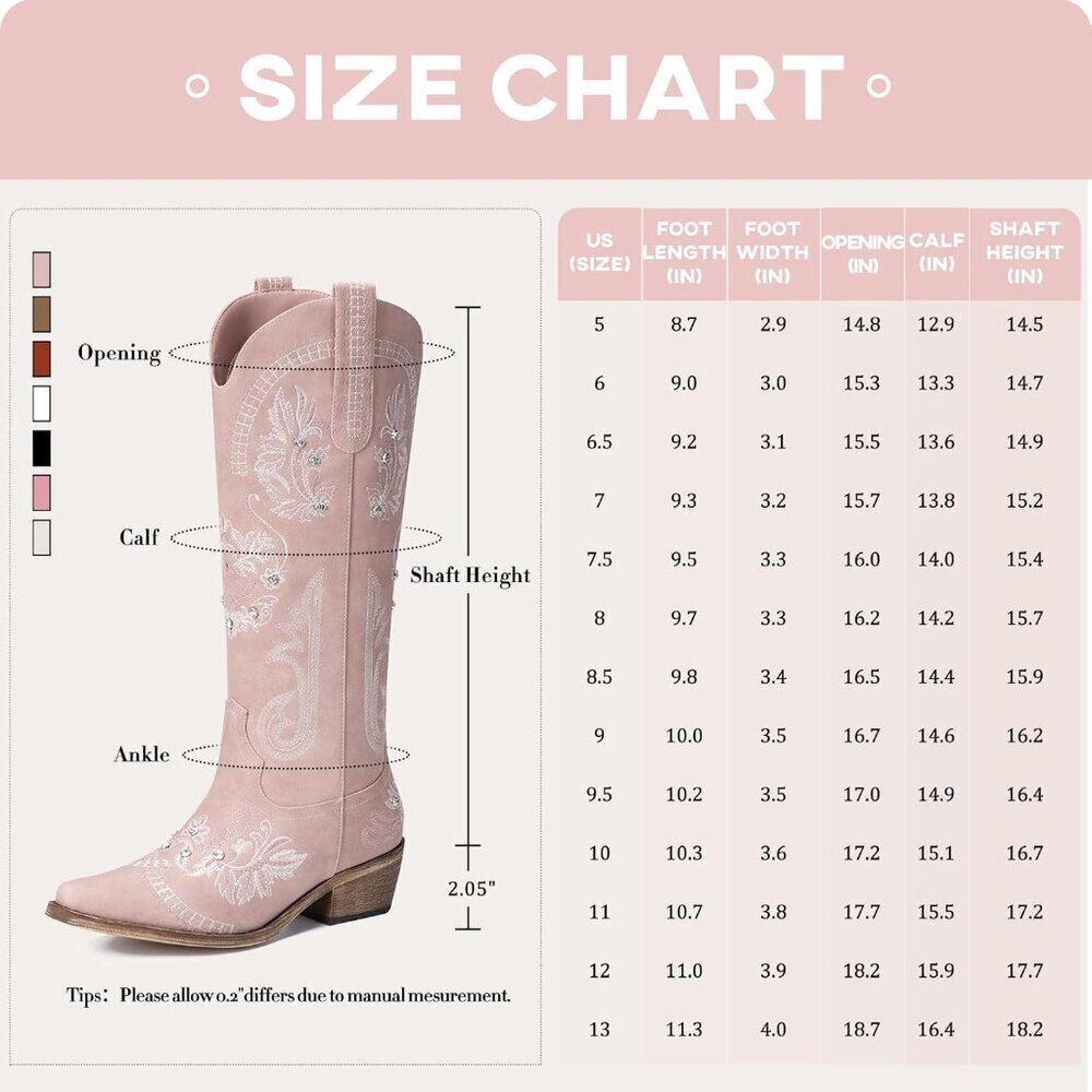 Women Polyurethane Light Pink Rhinestone Embroidered Chunky Heel Knee High Boots - Picture 5 of 5